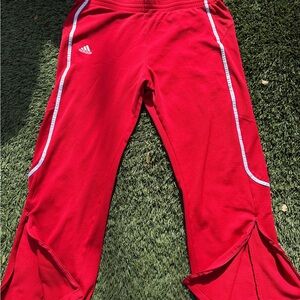Adidas Kids Red Joggers with White Accents